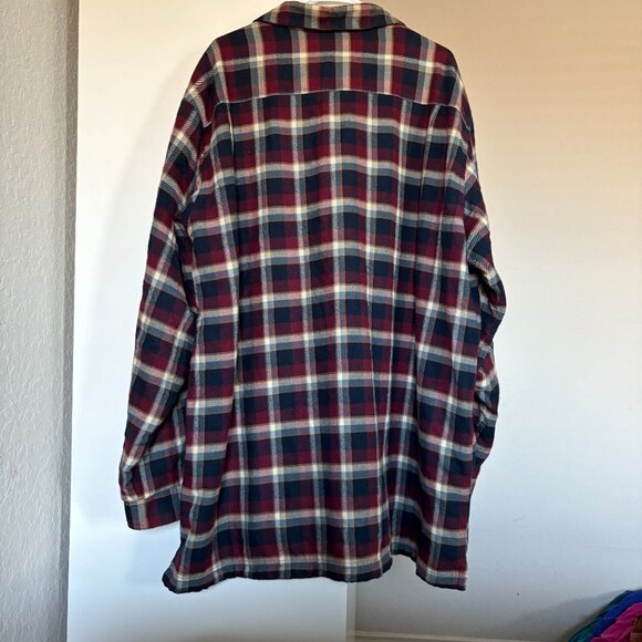 LL Bean Mens Fleece Lined Flannel Shirt Size 2XL Tall Plaid Shacket Heavyweight - Picture 2 of 10